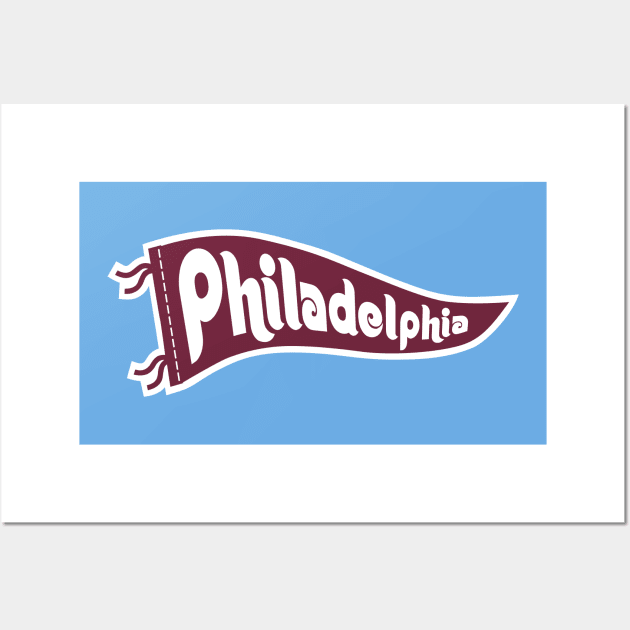 Philadelphia Retro Pennant - Powder Blue Wall Art by KFig21